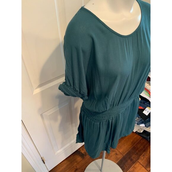 Floreat Anthropologie Dark Teal Fit & Flare Short Sleeve Dress, Size 0 - Picture 3 of 5